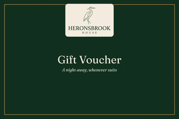 A gift voucher design for Heronsbrook House, a boutique hotel — made with the eVoucher.gift designer