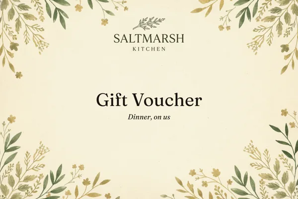 A gift voucher design for Saltmarsh Kitchen, a restaurant — made with the eVoucher.gift designer