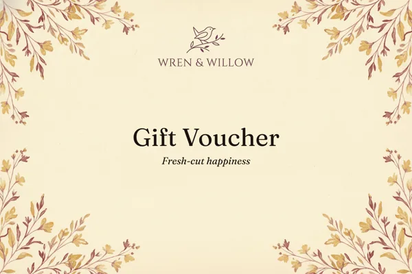 A gift voucher design for Wren & Willow, a florist — made with the eVoucher.gift designer